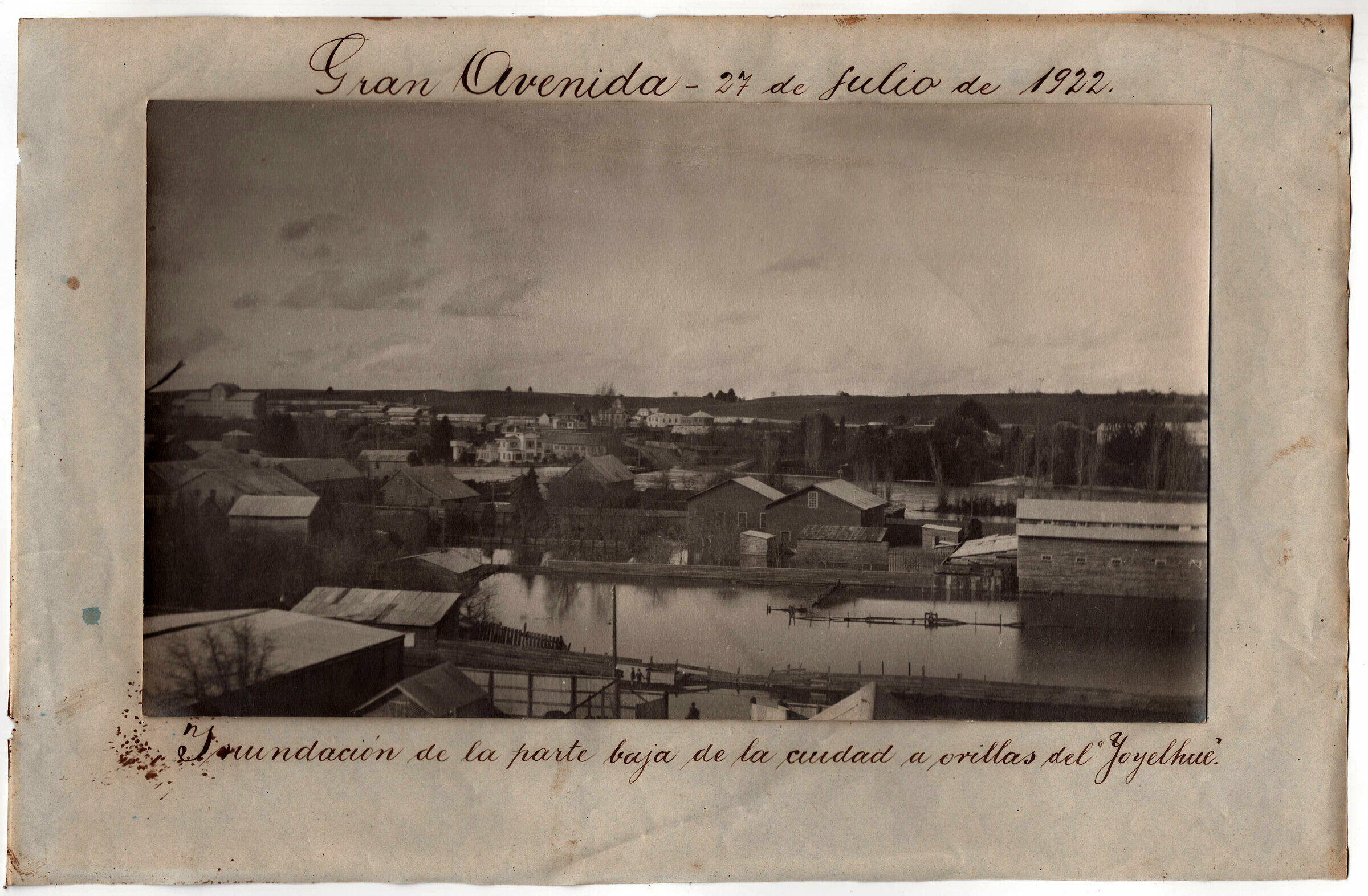 Vista de la ciudad de La Unión en dirección noreste durante la gran avenida de 1922